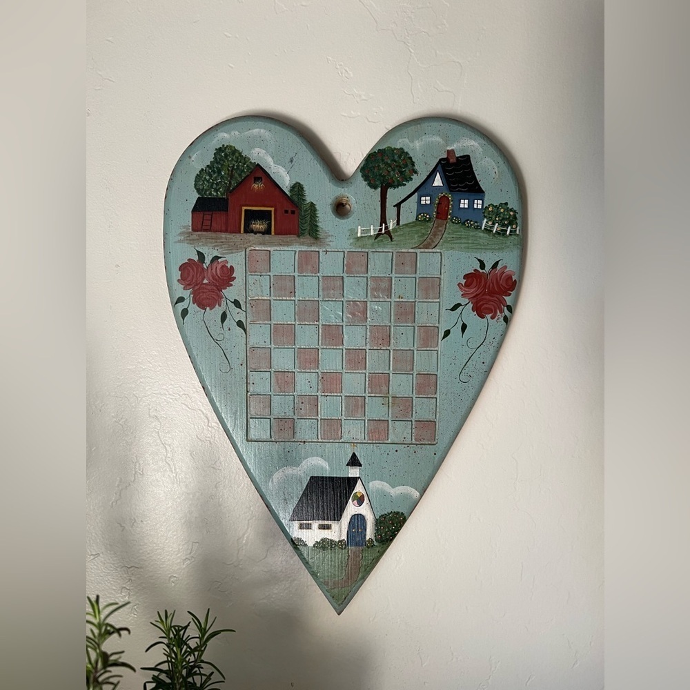 Wood heart primitive country folk art wall decor